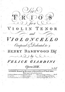 Six String Trios, Op.17: Cello part by Felice Giardini