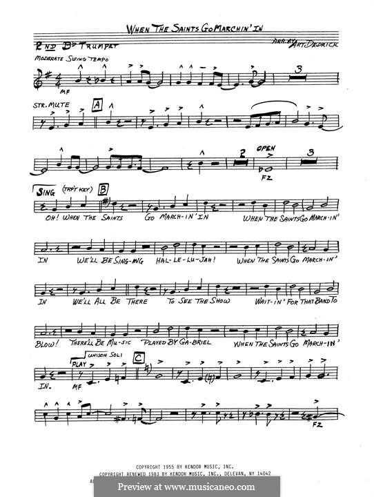 When the Saints Go Marching in (Chamber Arrangements): For jazz ensemble – 2nd Bb Trumpet part by folklore