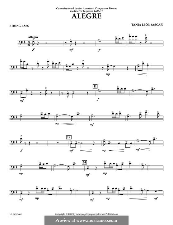 Alegre: String Bass part by Tania Leon