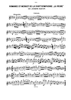 Symphony No.85 in B Flat Major 'The Queen', Hob.I/85: Movements II-III, for violin, cello and piano – violin part by Joseph Haydn