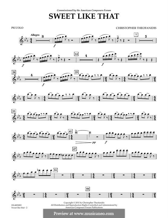 Sweet like that: Piccolo part by Christopher Theofanidis