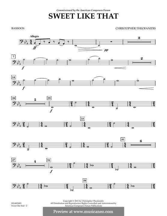 Sweet like that: Bassoon part by Christopher Theofanidis