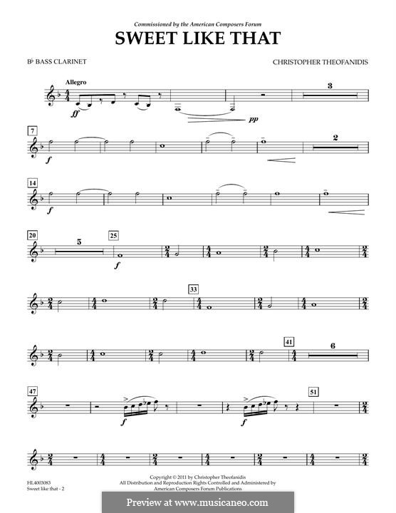 Sweet like that: Bb Bass Clarinet part by Christopher Theofanidis