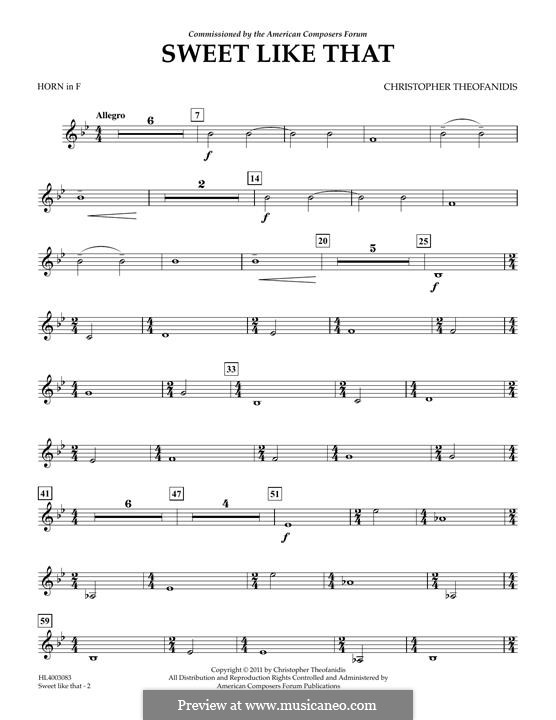 Sweet like that: Horn in F part by Christopher Theofanidis