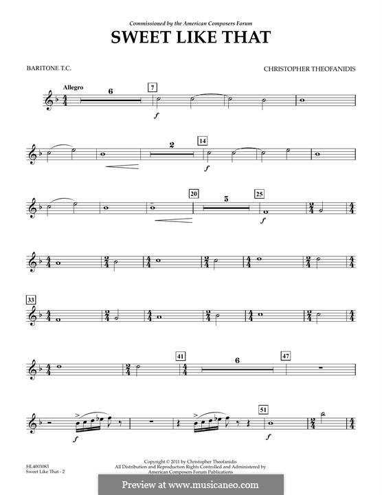 Sweet like that: Euphonium/Baritone TC part by Christopher Theofanidis