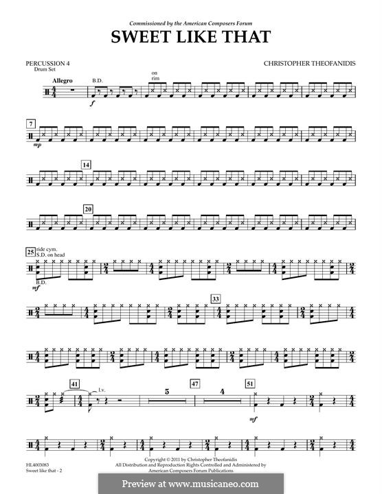 Sweet like that: Percussion IV part by Christopher Theofanidis
