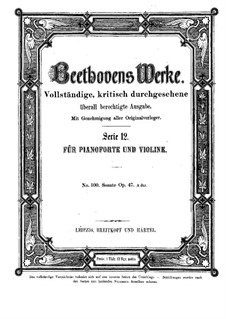 Sonata for Violin and Piano No.9 'Kreutzer', Op.47: Score by Ludwig van Beethoven