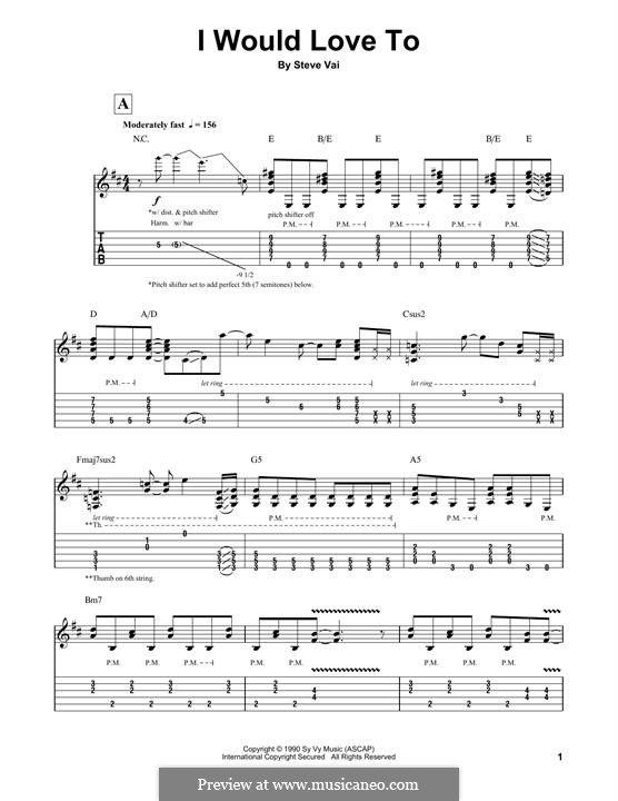 I Would Love To By S Vai Sheet Music On Musicaneo