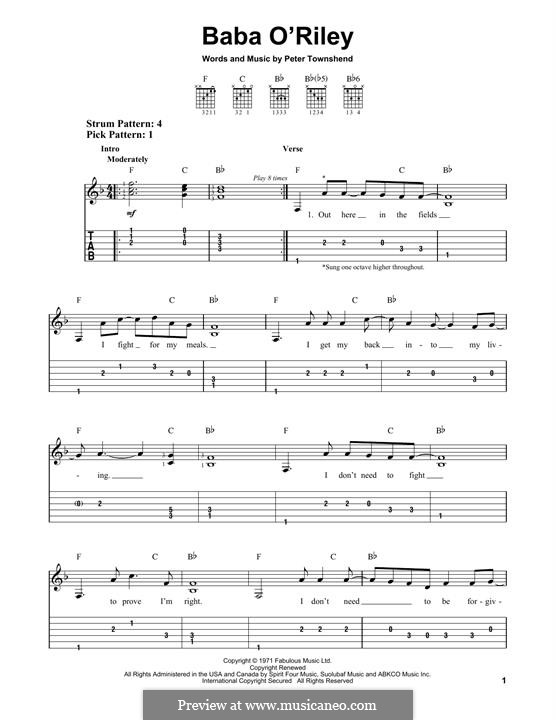 Baba O'Reilly (from Summer of Sam): For guitar by Peter Townshend