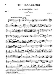 String Quintets, Op.51: Quintet No.2 in C Minor – violin I part, G.377 by Luigi Boccherini