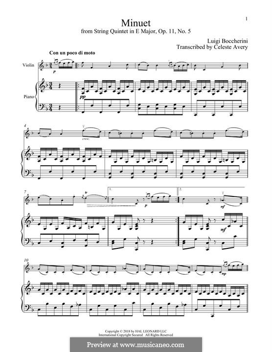 Minuet (Instrumental version): For violin and piano by Luigi Boccherini