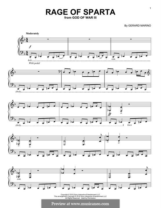 Rage Of Sparta (from God of War III) (Easy Piano) - Print Sheet Music