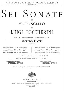 Sonata for Cello and Basso Continuo in A Major, G.4: Version for cello and piano by Luigi Boccherini