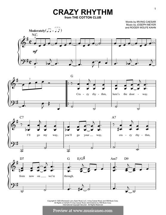 Crazy Rhythm (Chet Baker): For piano by Joseph Meyer, Roger Wolfe Kahn