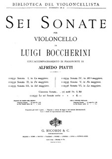 Sonata for Cello and Basso Continuo in G Major, G.5: Version for cello and piano by Luigi Boccherini