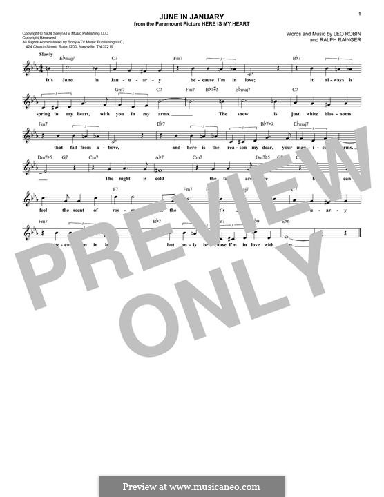 June in January: For keyboard by Leo Robin, Ralph Rainger