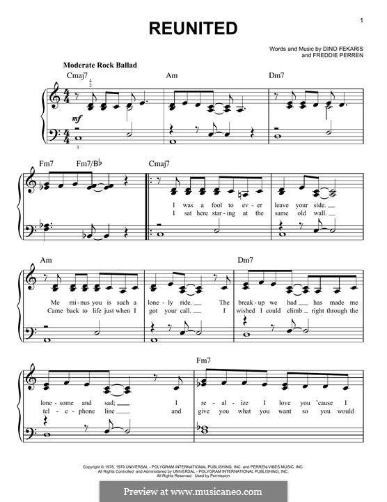 Reunited (Peaches and Herb) by D. Fekaris, F. Perren on MusicaNeo