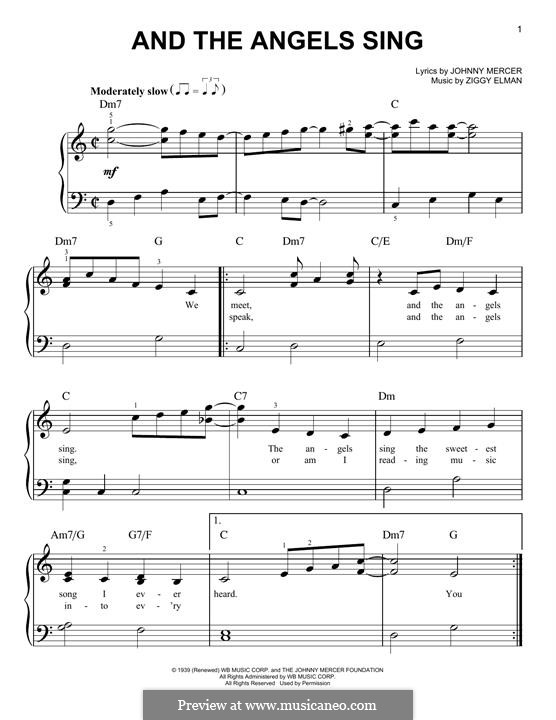 And the Angels Sing: For easy piano by Ziggy Elman