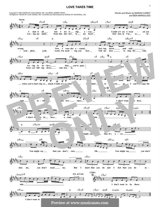 Love Takes Time by B. Margulies, M. Carey sheet music on MusicaNeo