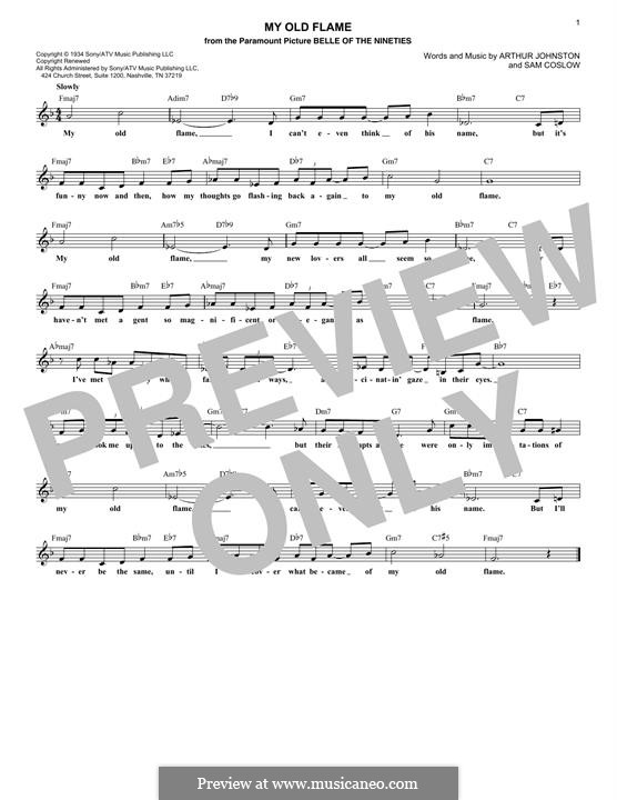 My Old Flame: For keyboard by Sam Coslow, Arthur Johnston