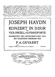 Concerto for Cello and Orchestra No.2 in D Major, Hob.VIIb/2: Version for cello and piano by Joseph Haydn