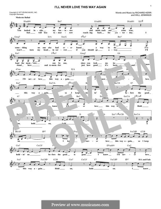 I'll Never Love This Way Again (Dionne Warwick): For keyboard by Richard Kerr, Will Jennings