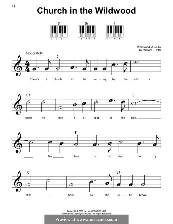 Church in the Wildwood: For piano by William S. Pitts