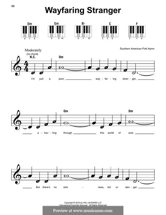 Wayfaring Stranger: For piano by folklore