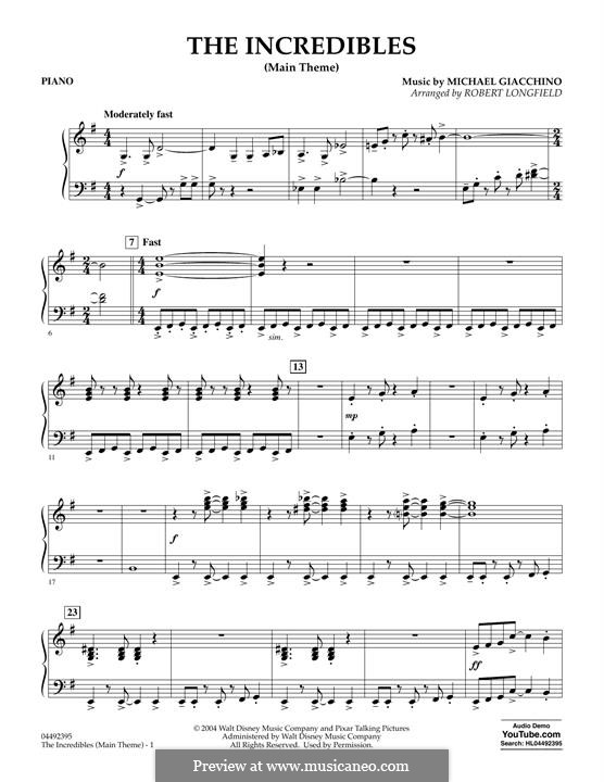 The Incredibles (Main Theme) by M. Giacchino - sheet music on MusicaNeo