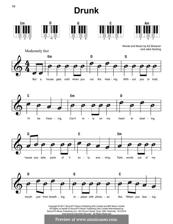 Drunk: For piano by Ed Sheeran, Jake Gosling
