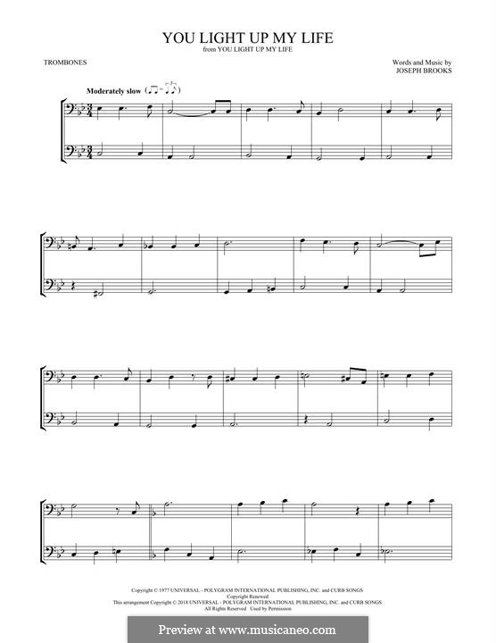 You Light Up My Life: For two trombones by Joseph Brooks