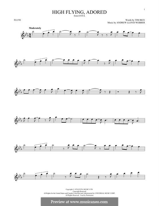 High Flying, Adored (Evita) by A.L. ber sheet music on MusicaNeo