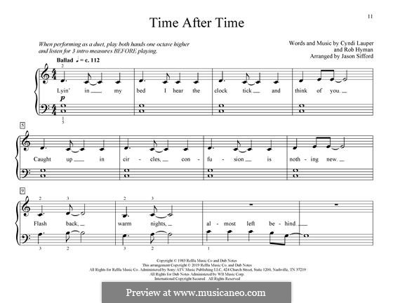 Time after Time: For piano by Cyndi Lauper, Robert Hyman