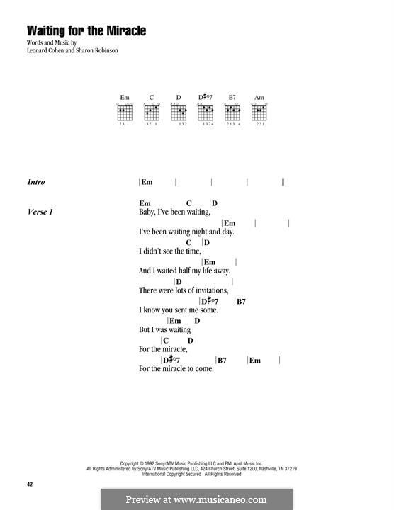 Waiting for the Miracle: For guitar by Leonard Cohen, Sharon Robinson