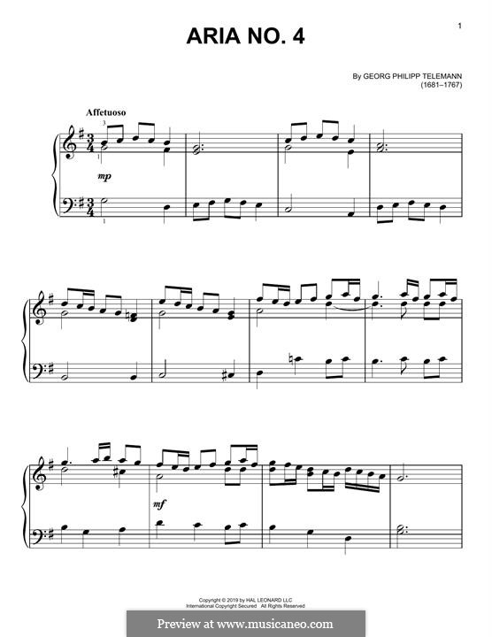 Aria No.4: Aria No.4 by Georg Philipp Telemann