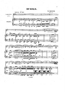 Solo No.10 for Clarinet and Piano, Op.27: Score for two performers, Solo part by Hyacinthe Eléonore Klosé