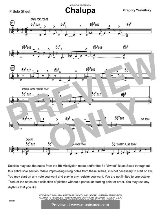 Chalupa: Solo Sheet for F Instruments part by Gregory Yasinitsky