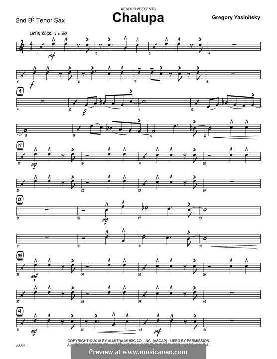 Chalupa: 2nd Bb Tenor Saxophone part by Gregory Yasinitsky