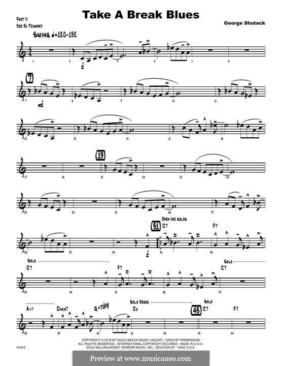 Take a Break Blues: 3rd Bb Trumpet part by George Shutack