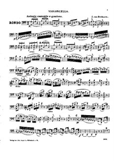 Two Rondos for Piano, Op.51: Rondo No.2, for violin and cello – cello part by Ludwig van Beethoven