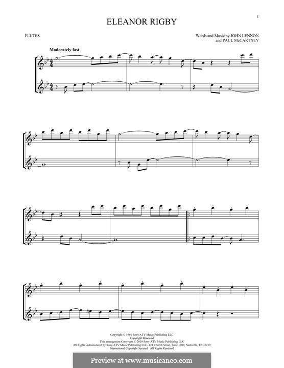 Instrumental version: For two flutes by John Lennon, Paul McCartney