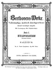 Symphony No.4, Op.60: Full score by Ludwig van Beethoven