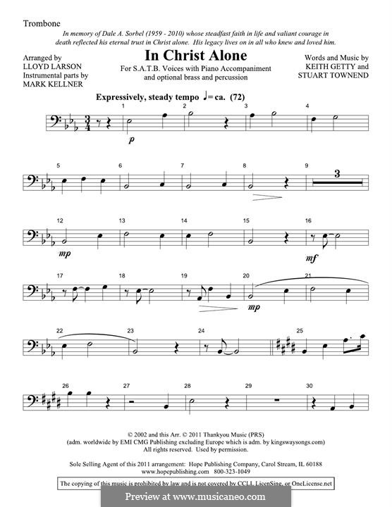 In Christ Alone (Newsboys): Trombone part by Keith Getty, Stuart Townend