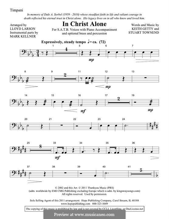In Christ Alone (Newsboys): Timpani part by Keith Getty, Stuart Townend