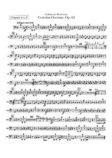 Ouvertüre Coriolan (Coriolanus Overture), Op.62: Timpani part by Ludwig van Beethoven