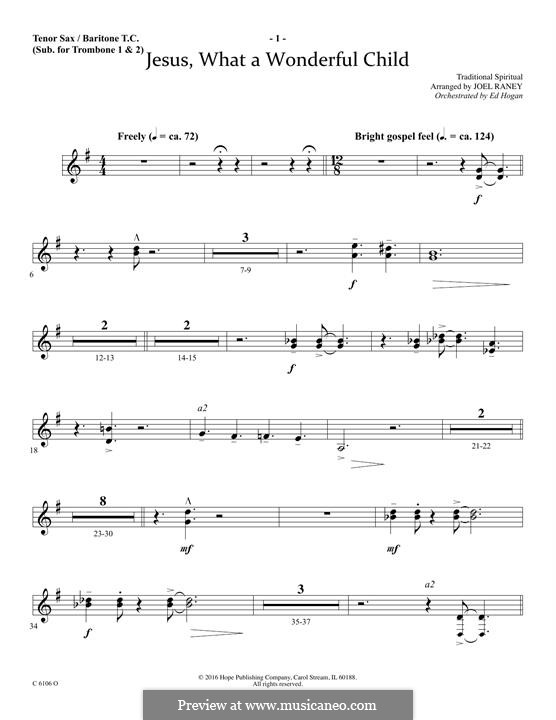 Jesus, What a Wonderful Child: Tenor Sax/Baritone TC part by folklore