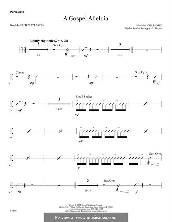 A Gospel Alleluia: Percussion part by Joel Raney