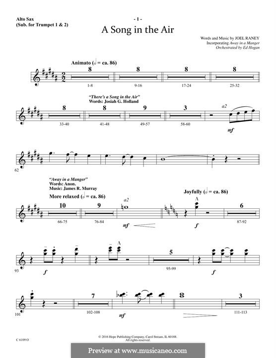 A Song in The Air: Alto Sax (sub. Trumpet 2) part by Joel Raney