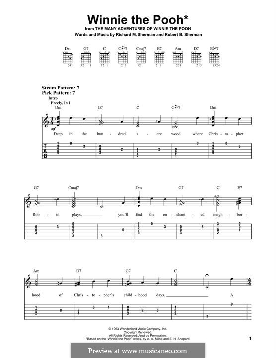 Winnie the Pooh (from The Many Adventures Of Winnie The Pooh): For guitar by Richard M. Sherman, Robert B. Sherman