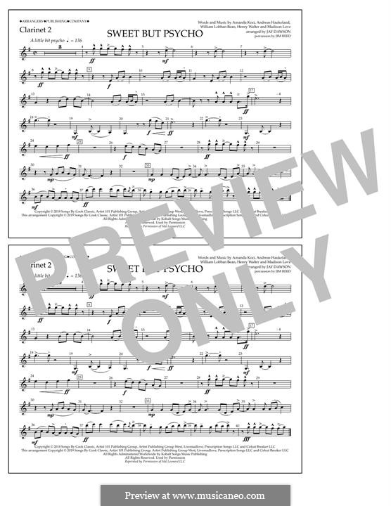 Sweet But Psycho (Ava Max): Clarinet 2 part by Henry Russell Walter, William Lobban-Bean, Madison Love, Andreas Haukeland, Amanda Koci